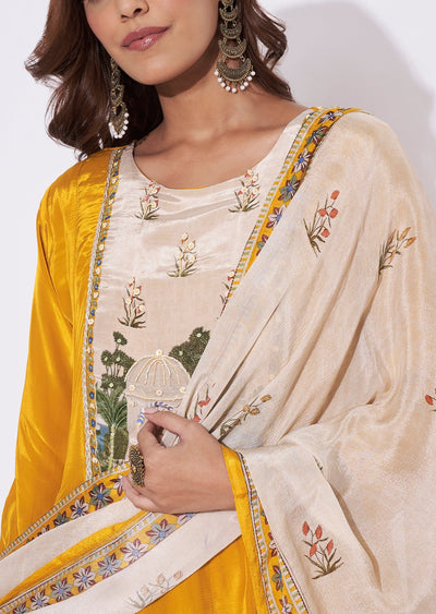 Mustard Crepe Anarkali Suit