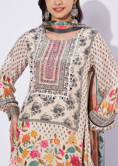 Beige Crepe Palazzo Set