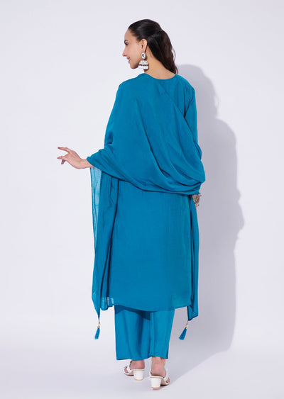 Firozi Chanderi Anarkali Suit