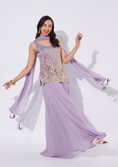 Lavender Tissue Palazzo Set