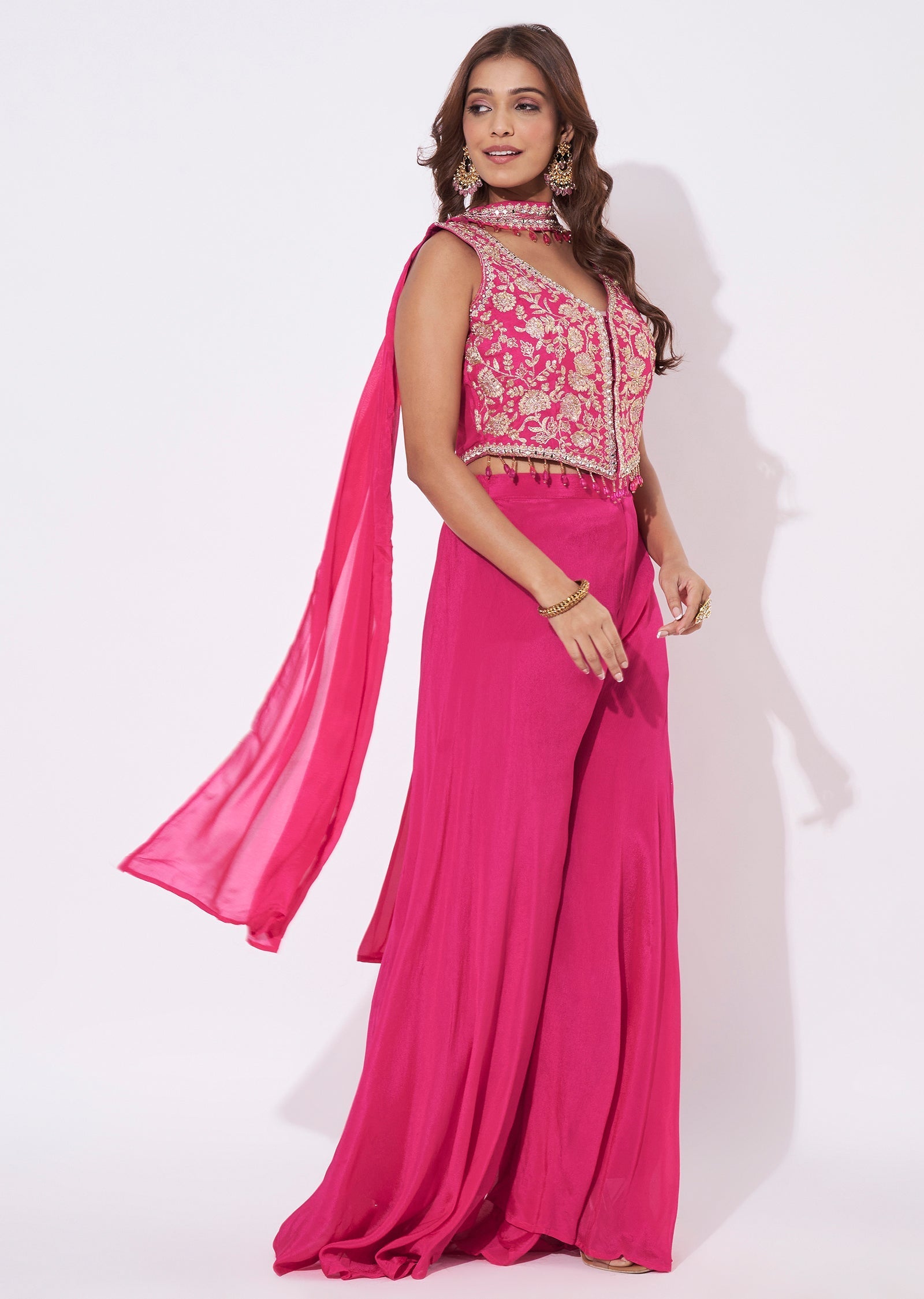 Pink Silk Palazzo Set
