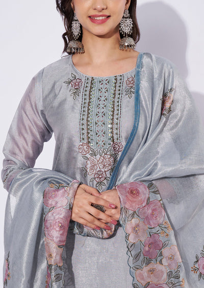 Grey Tissue Straight Cut Suit