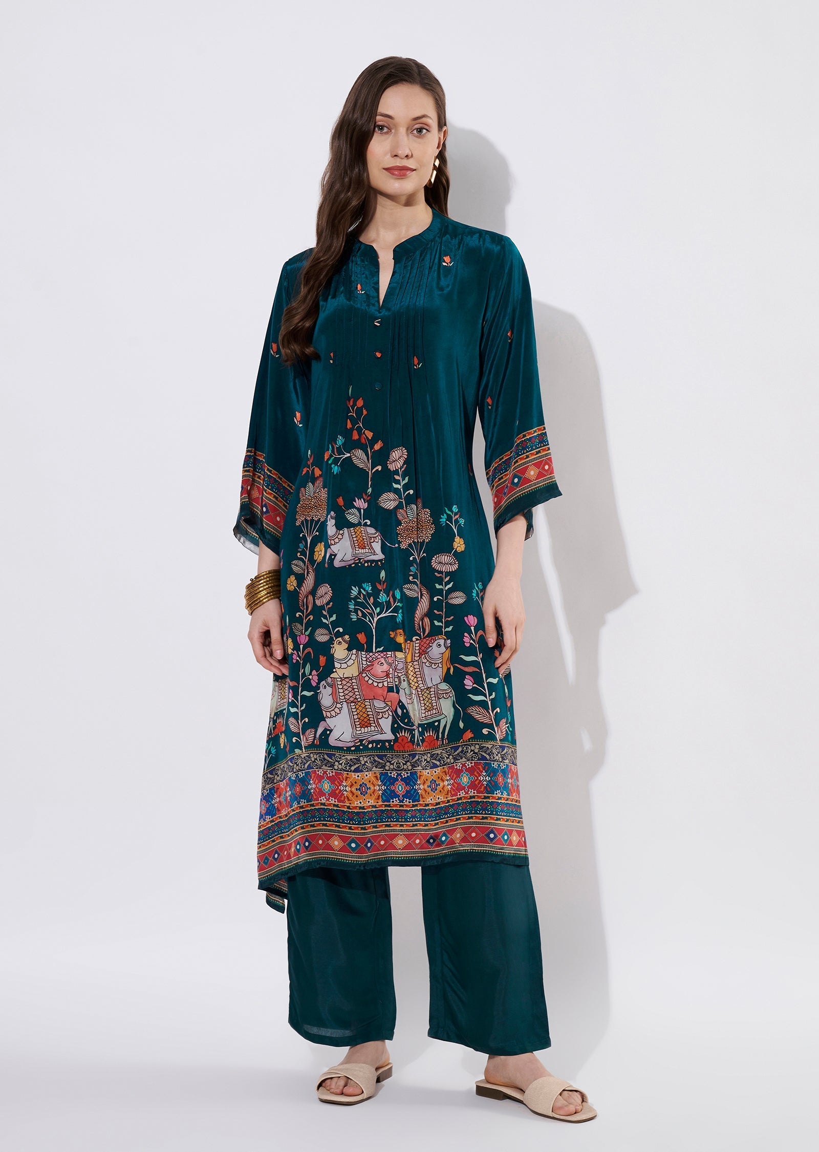 Blue Crepe Straight cut set