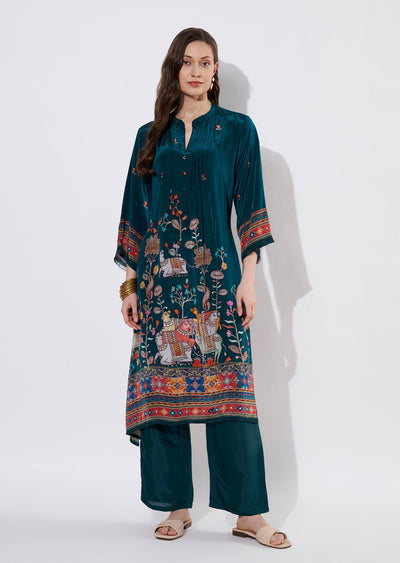 Blue Crepe Straight cut set