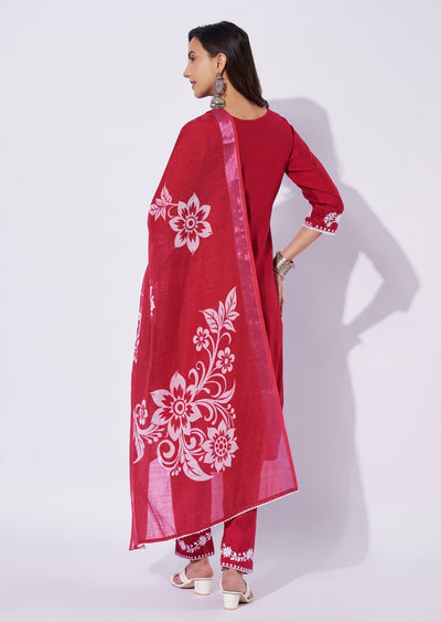 Rani Pink Cotton Straight Cut Suit