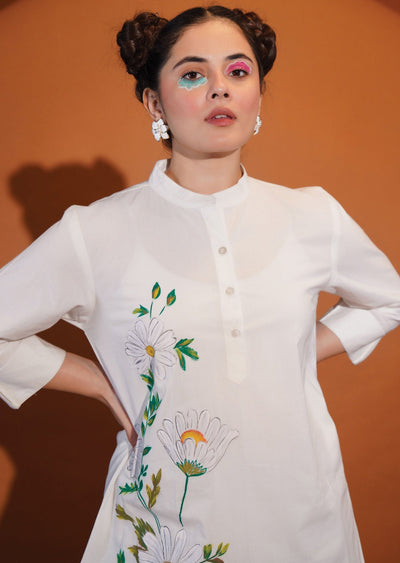 White Cotton Kurti Top