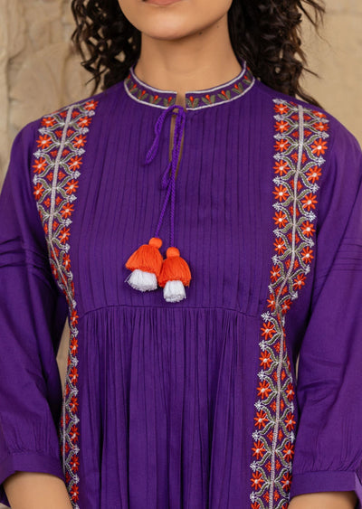 Purple Cotton Kurti Top