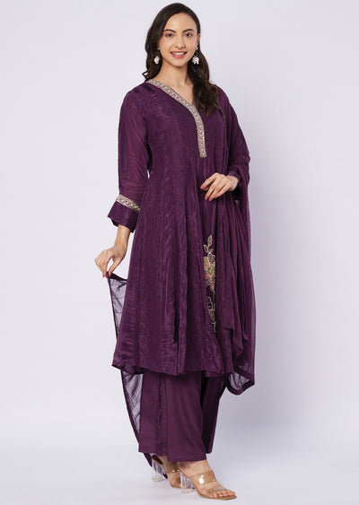 Wine muslin Anarkali