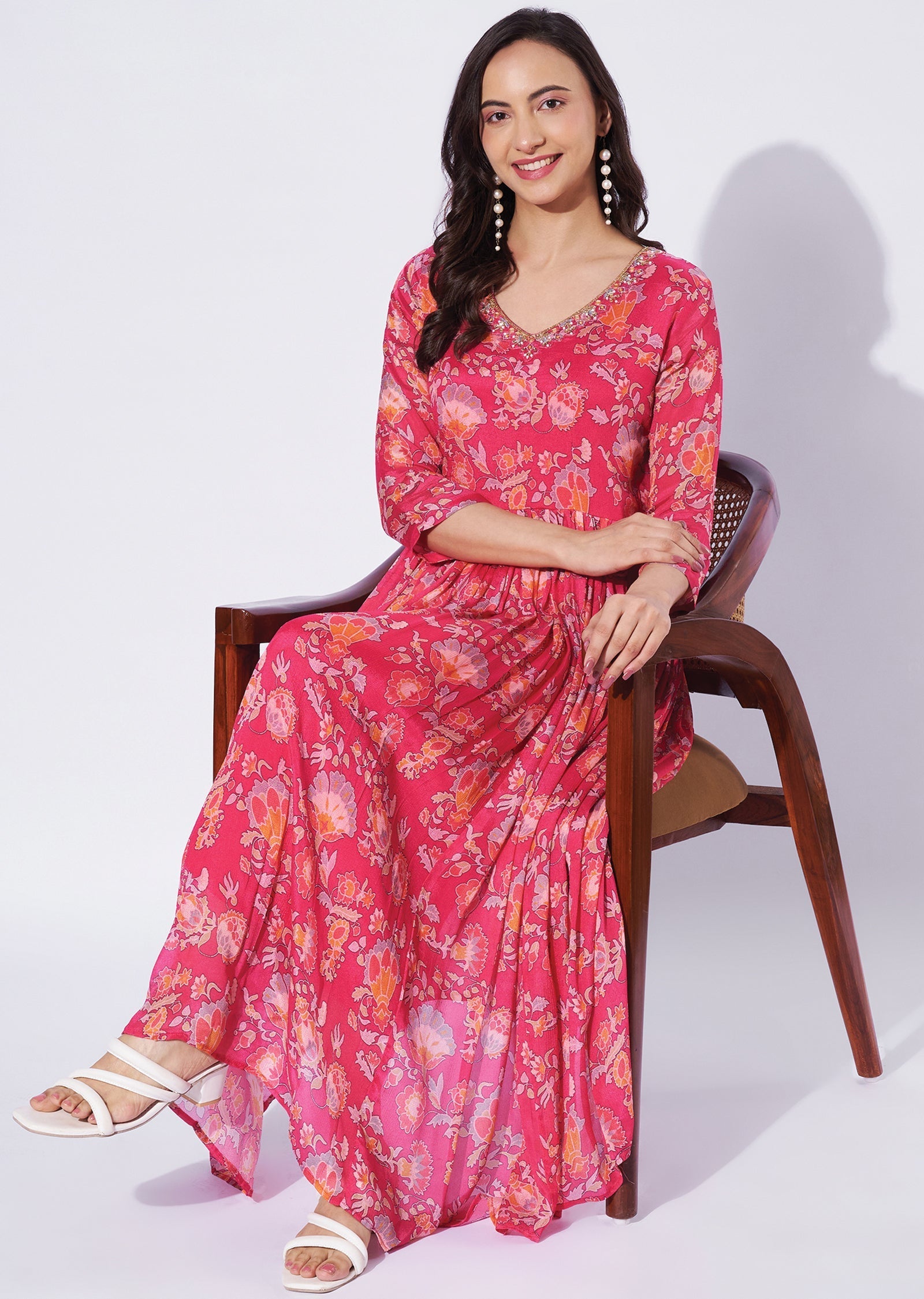 Rani Pink Chinnon Midi Dress