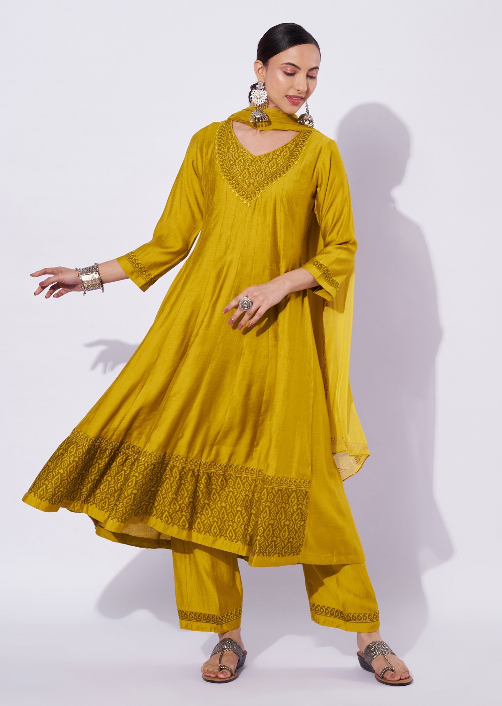 Mustard Gold Anarkali Suit