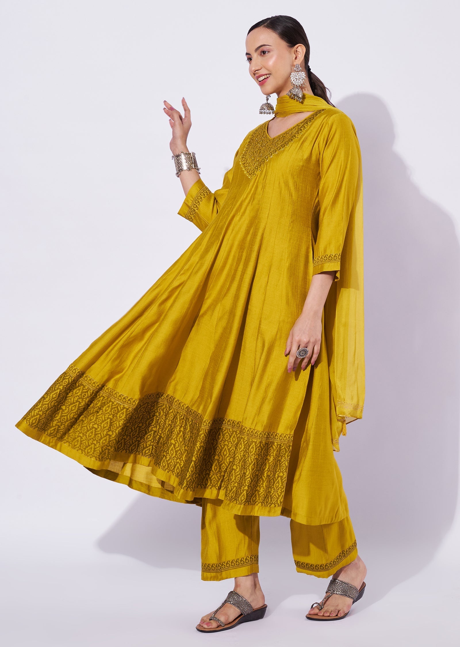 Mustard Gold Anarkali Suit