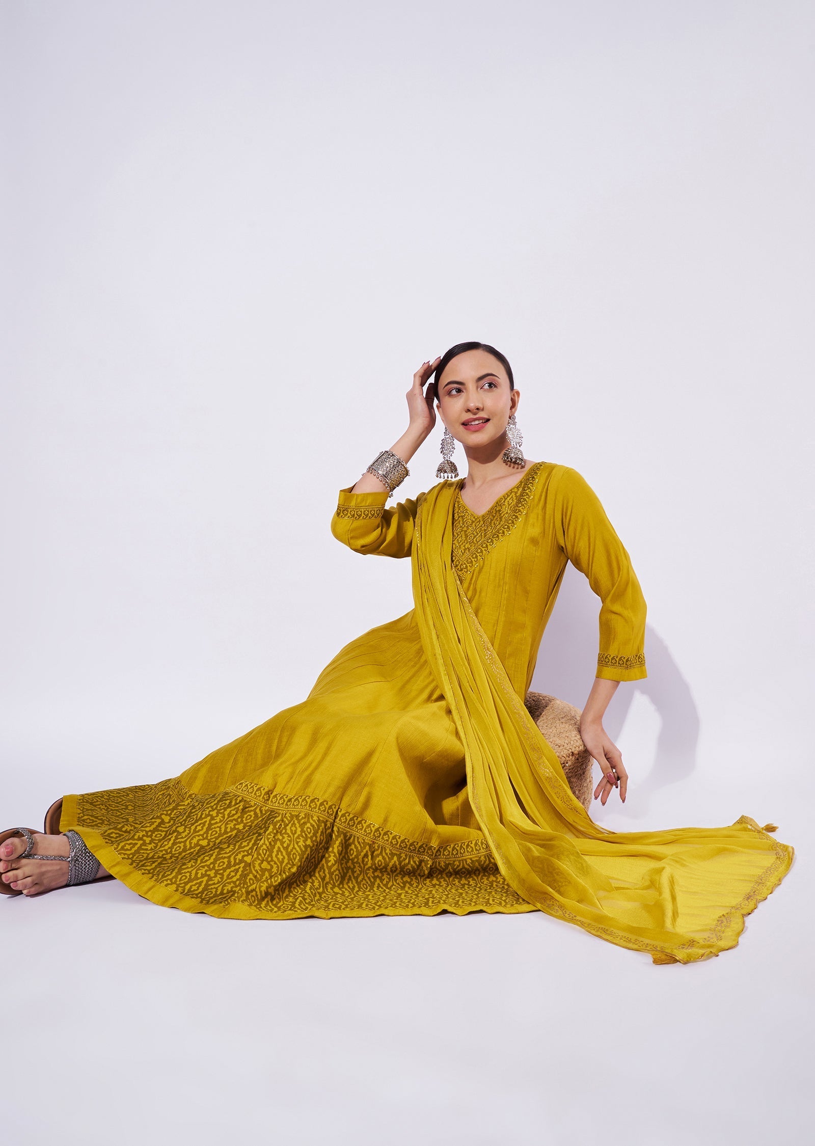 Mustard Gold Anarkali Suit