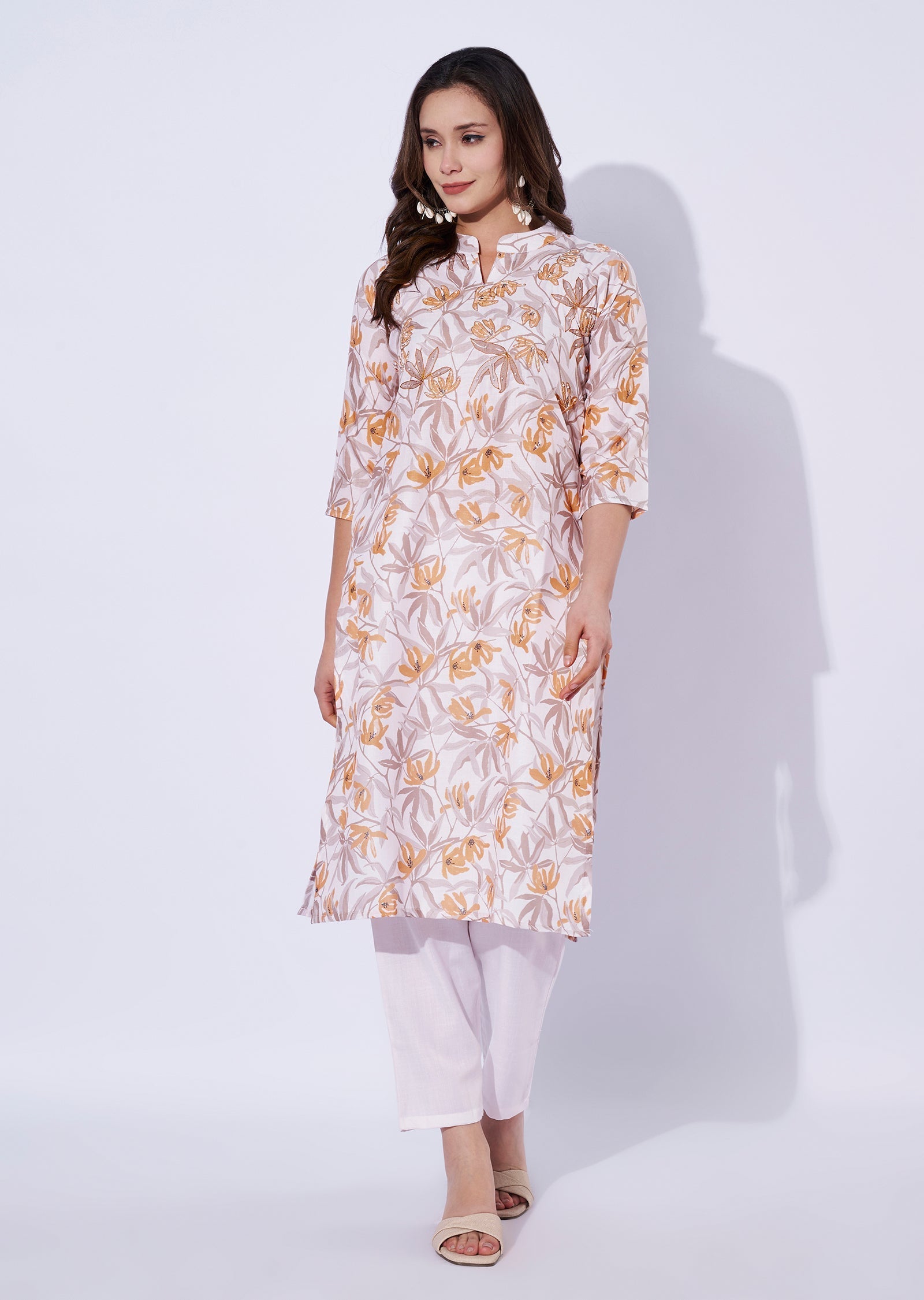 cream Silk Kurti set