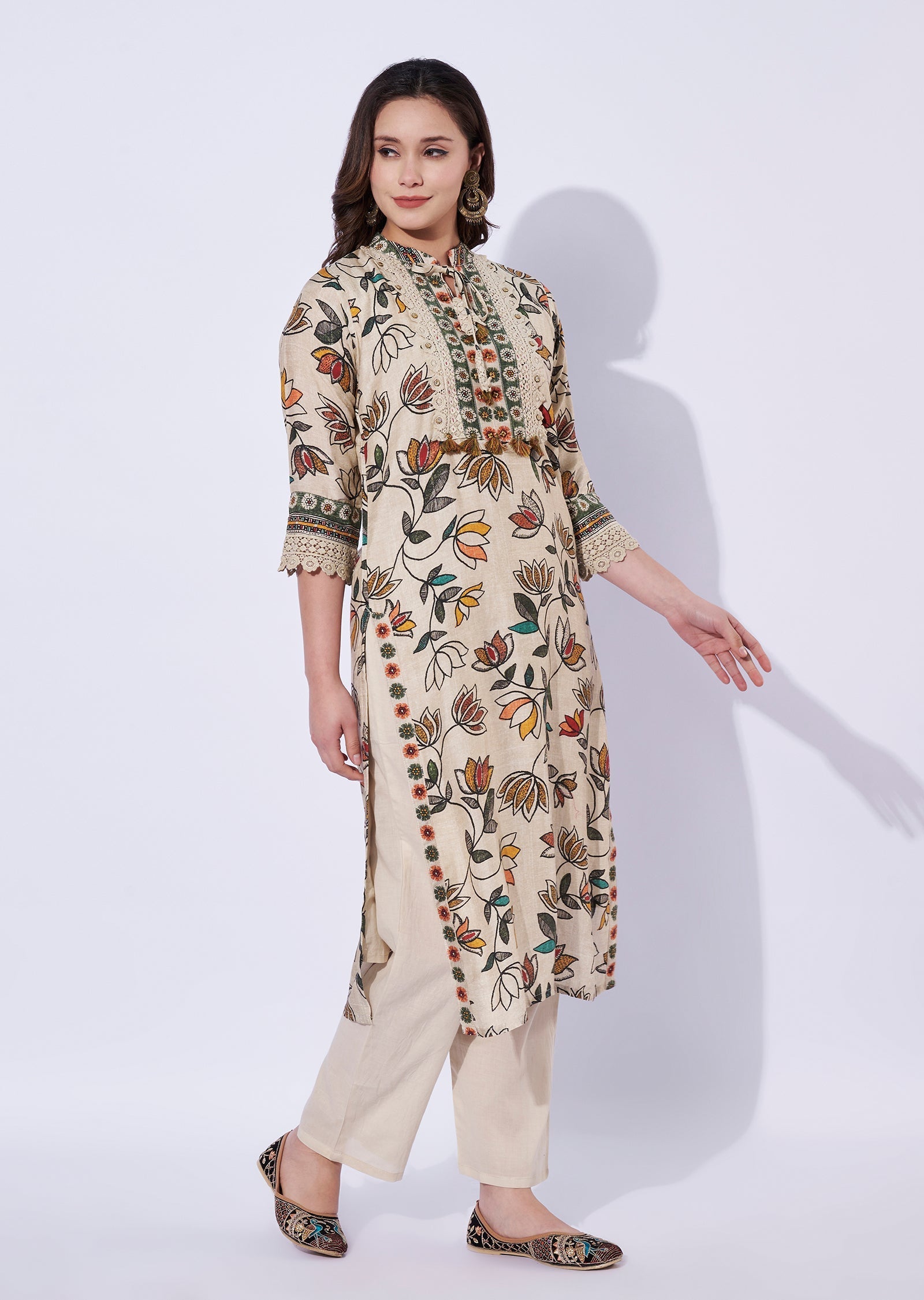 Biege Silk Kurti set