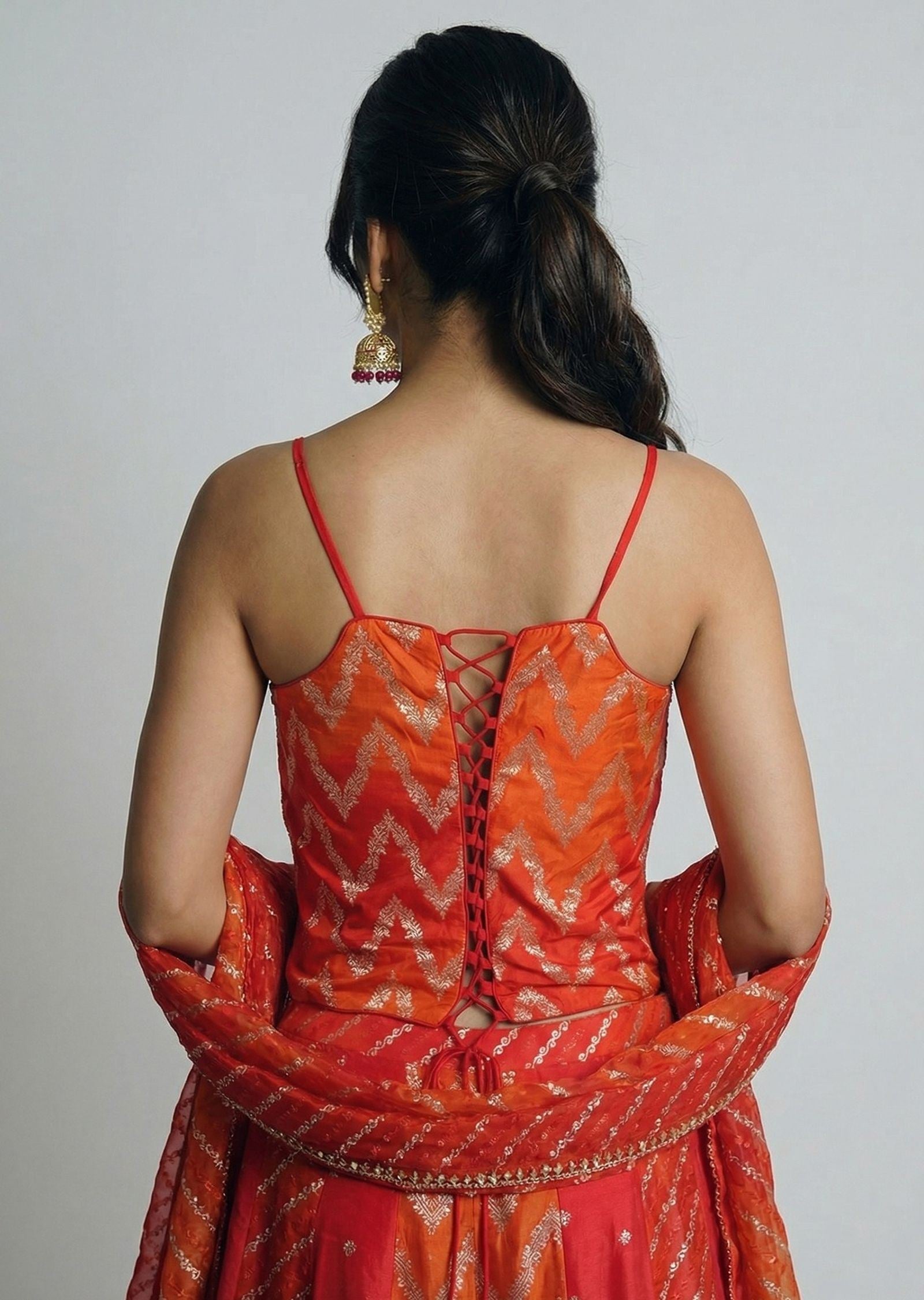 Multi Color Bandhani Corset Sharara Set