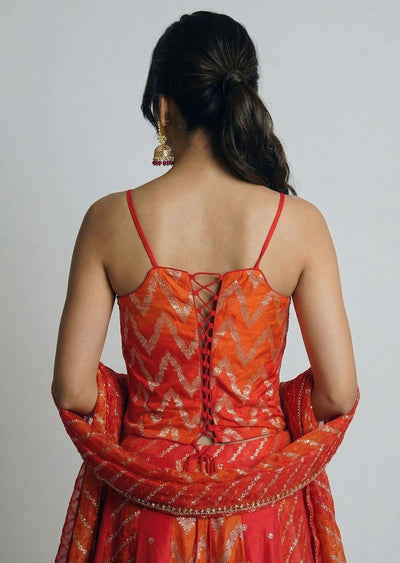 Multi Color Bandhani Corset Sharara Set