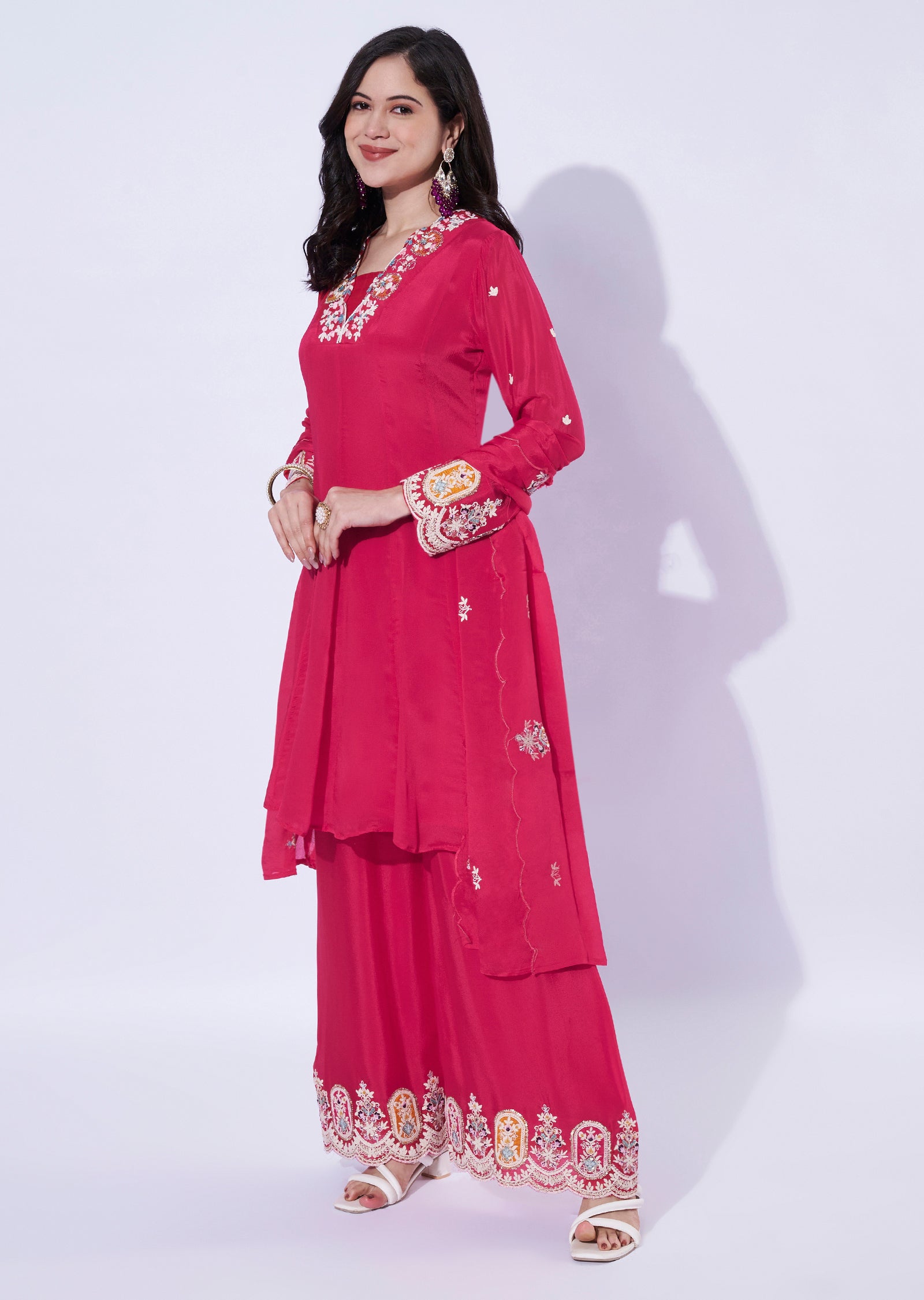 Pink Chinnon Sharara Set