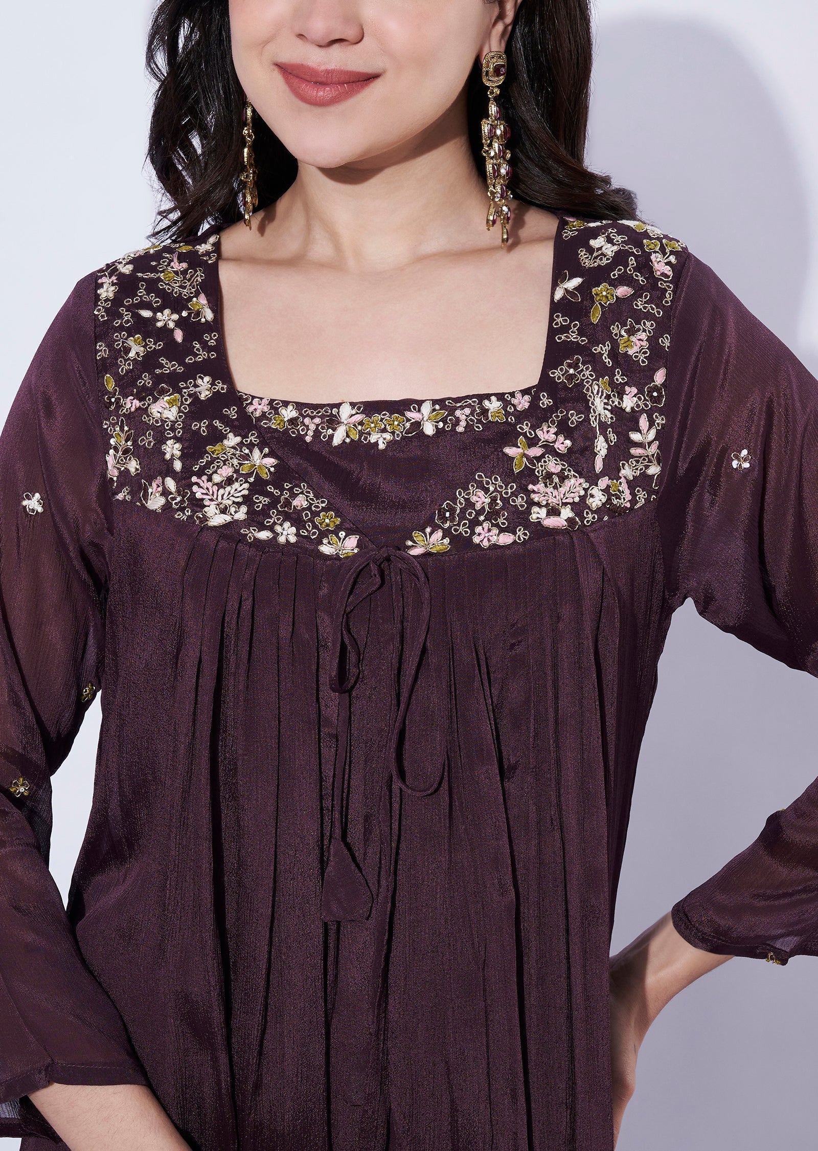 Brown Chinnon Co-ord Set