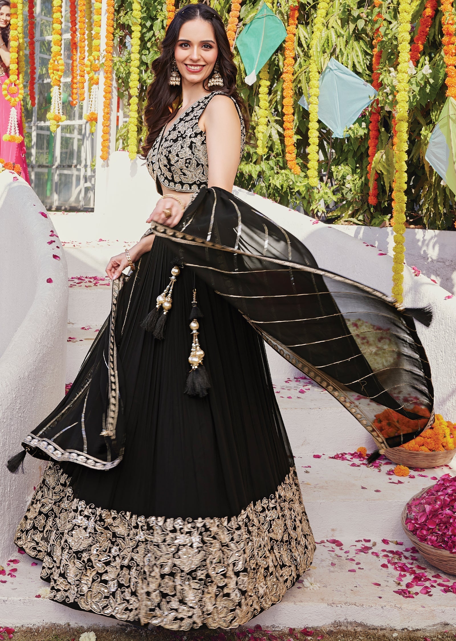 Black Organza lehenga
