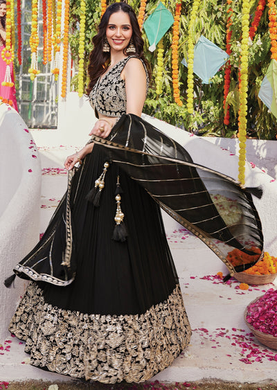 Black Organza lehenga