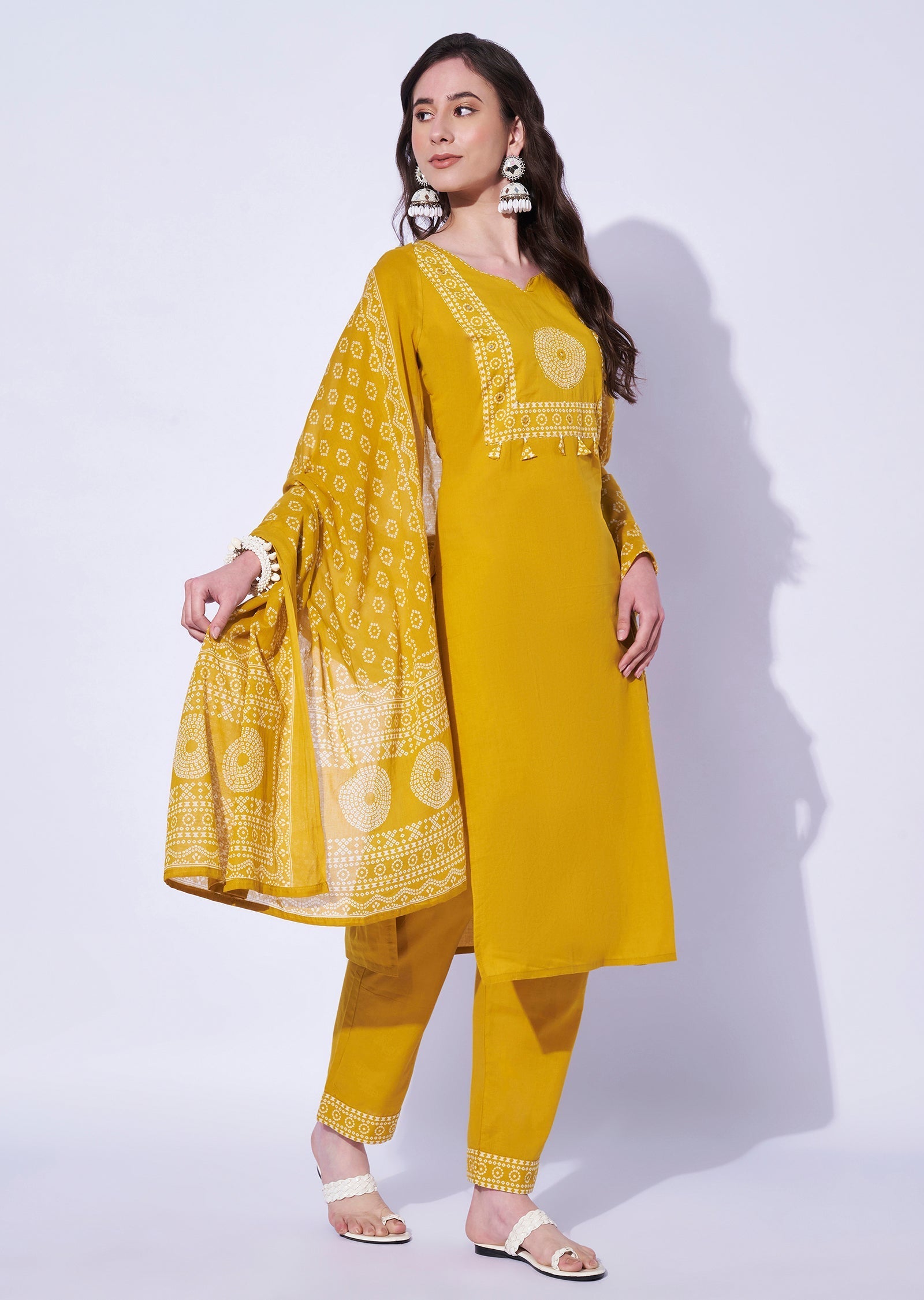 Yellow Cotton Straight Cut Set
