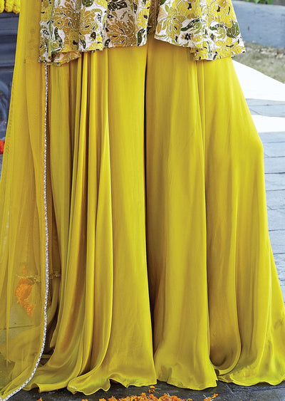 Yellow-green Chinnon Sharara set