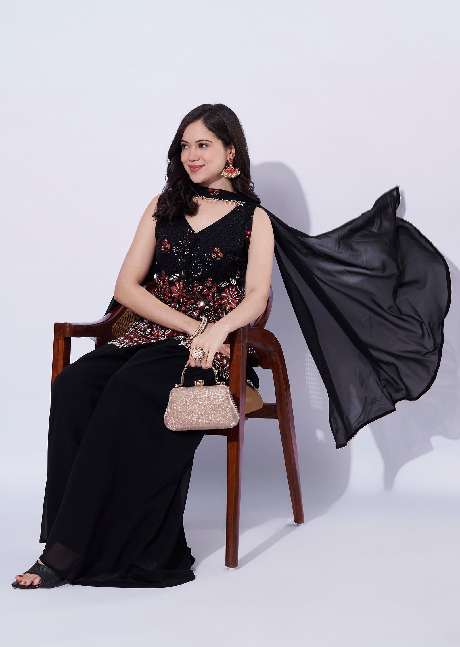 Black Organza Sharara Set