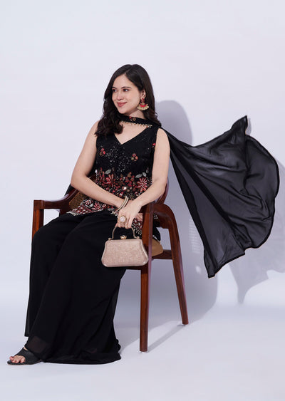 Black Organza Palazzo Set