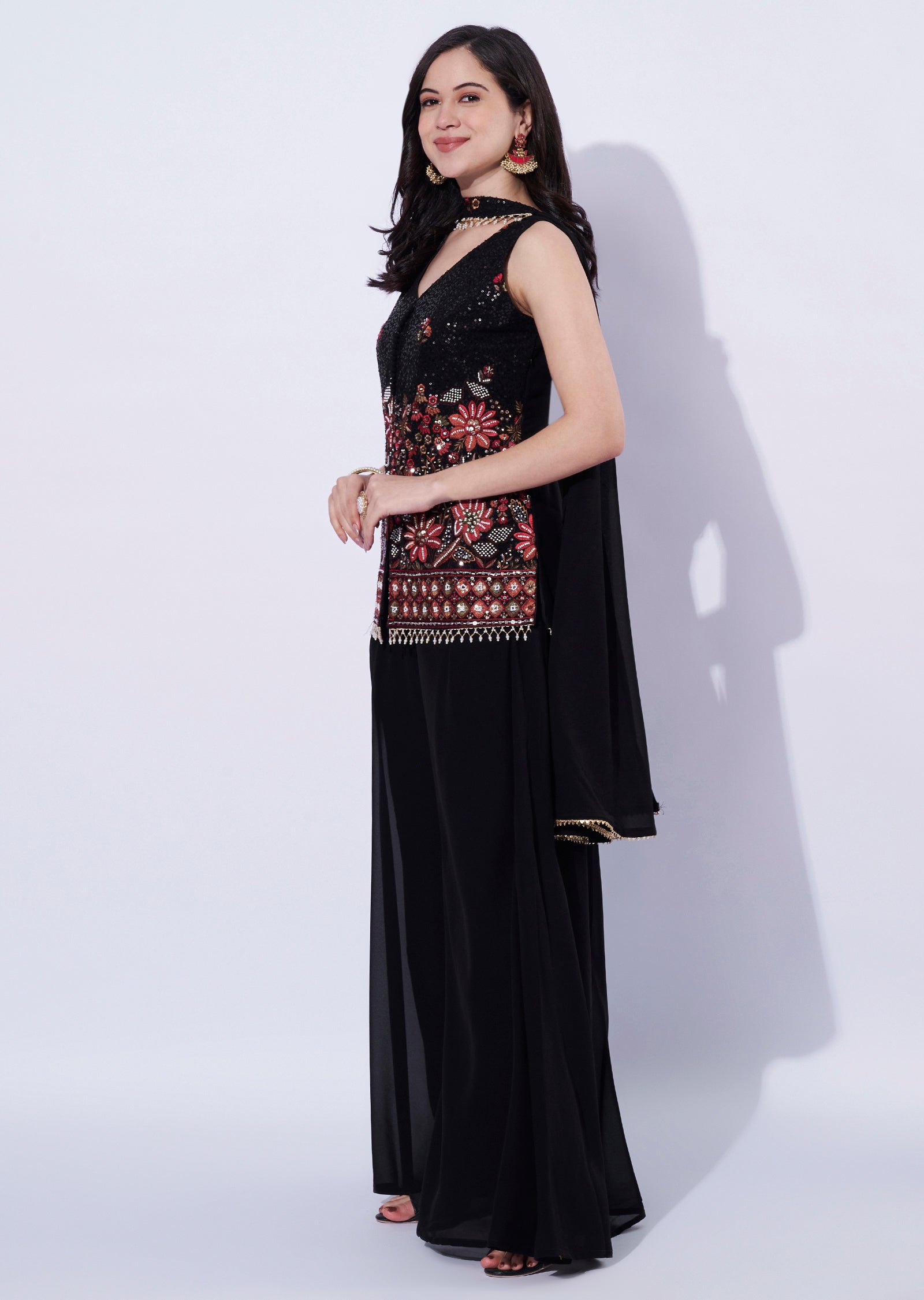 Black Organza Sharara Set