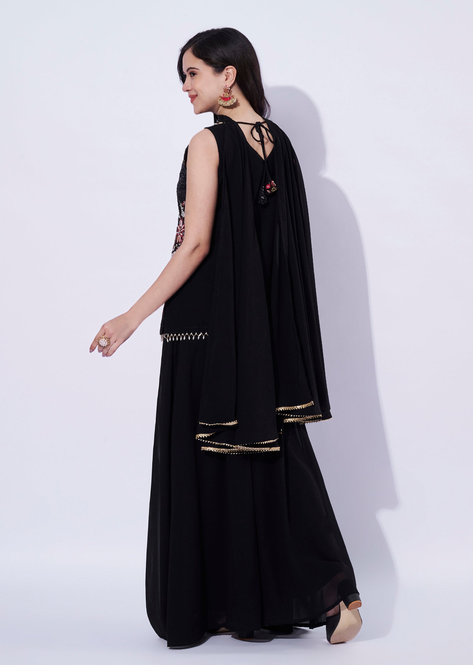 Black Organza Sharara Set