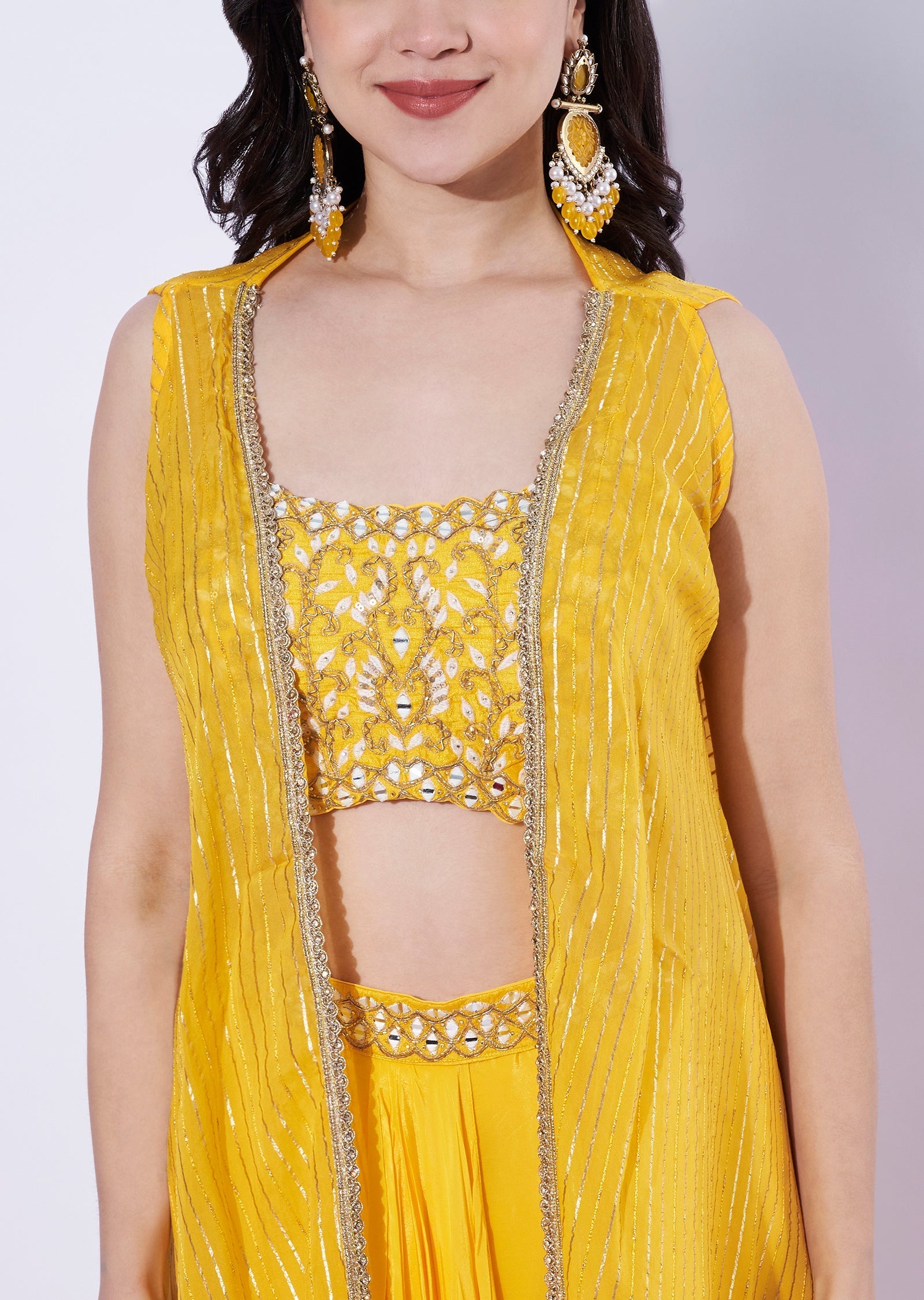 Pink Chinnon Indowestern Set