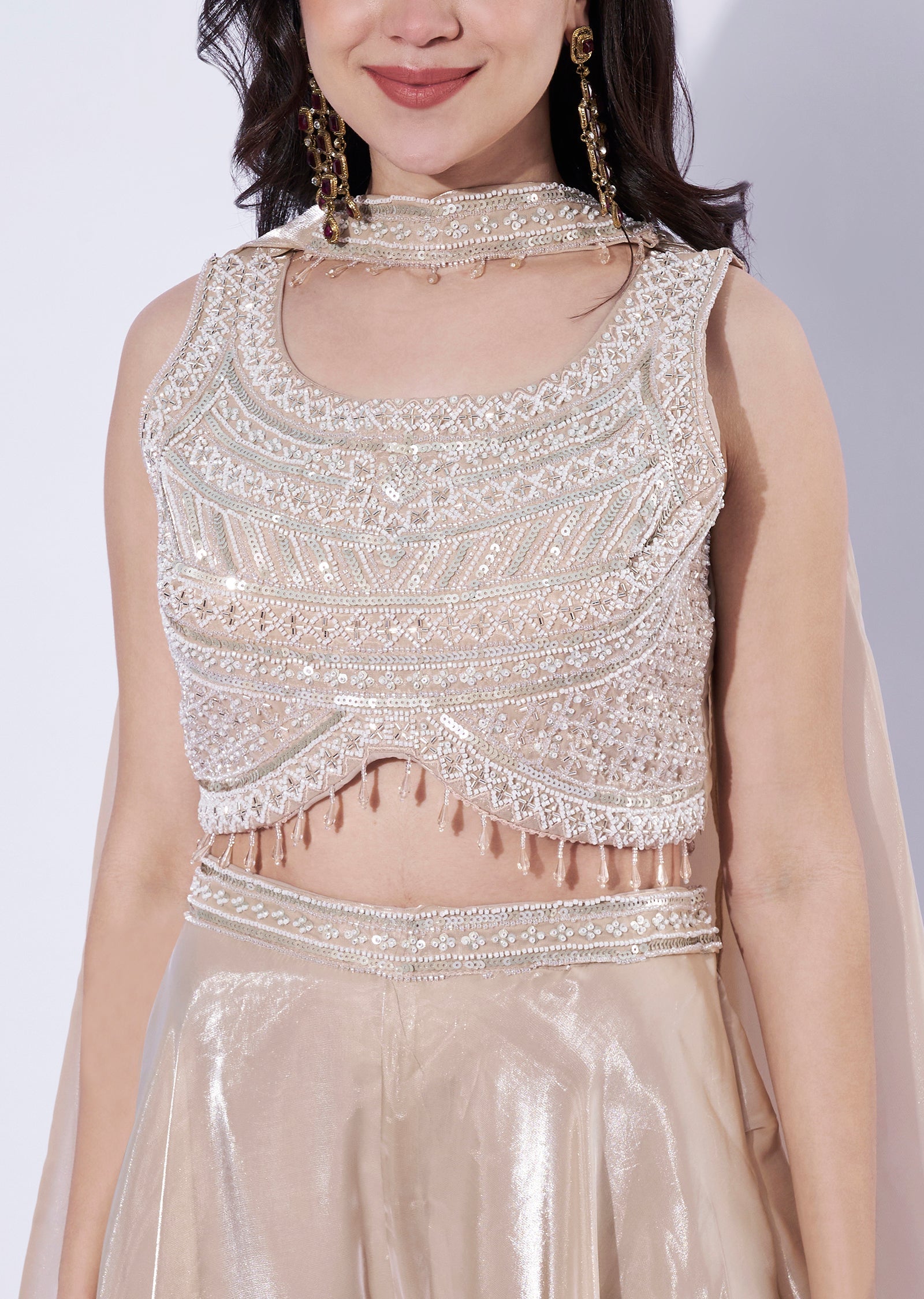 Beige Indo western Palazzo Set