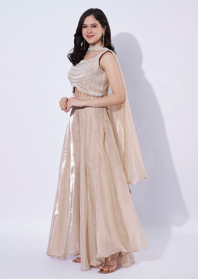 Beige Indo western Palazzo Set