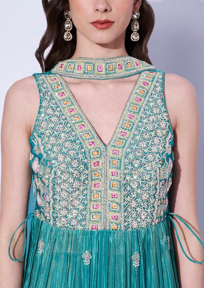 Dusty Blue Tissue Sharara Set