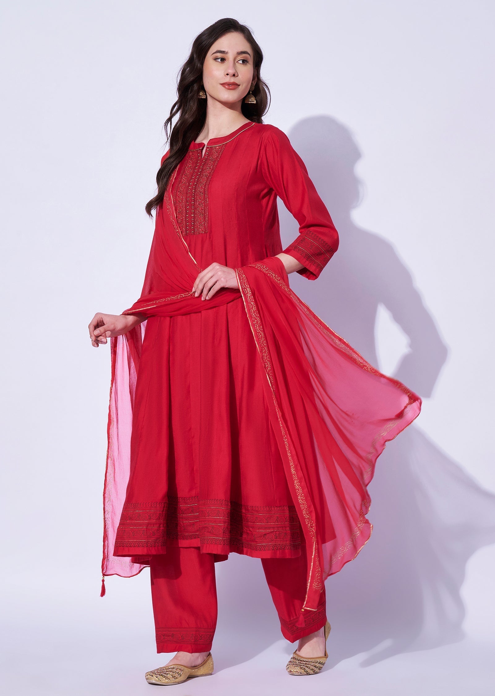 Rani Pink Dola Silk Anarkali