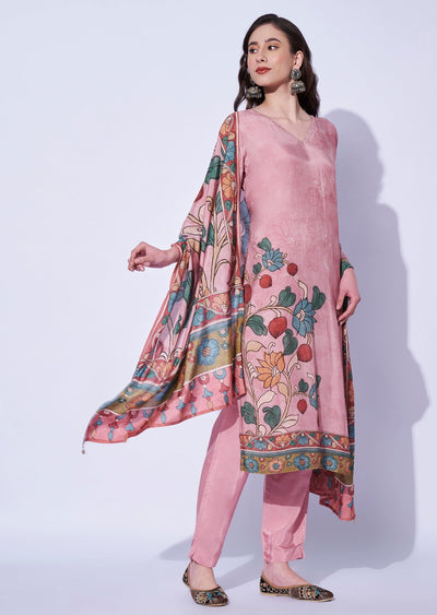 Gajari Crepe Straight Cut Kurti Set
