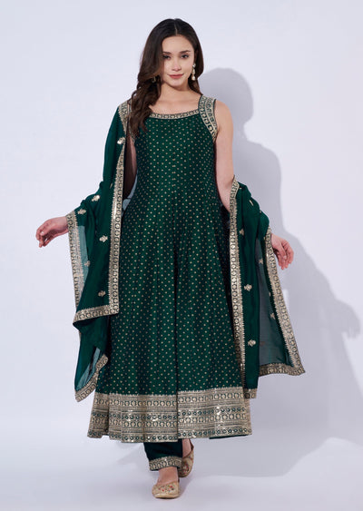 Green Silk Anarkali Set