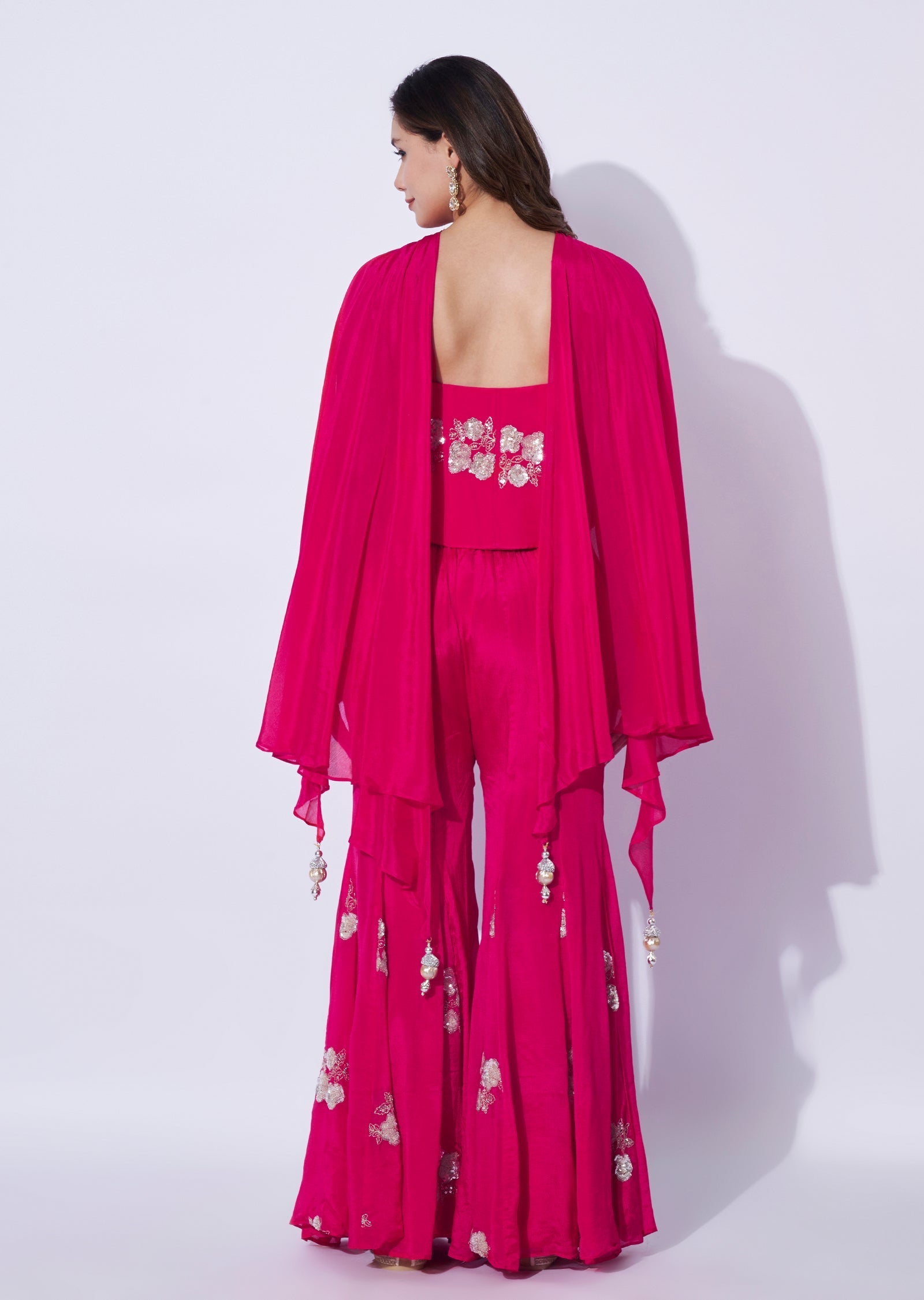 Pink Chinnon Indowestern Set