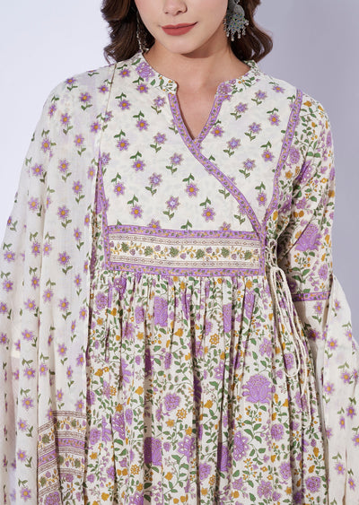 Puple Cotton Anarkali Set