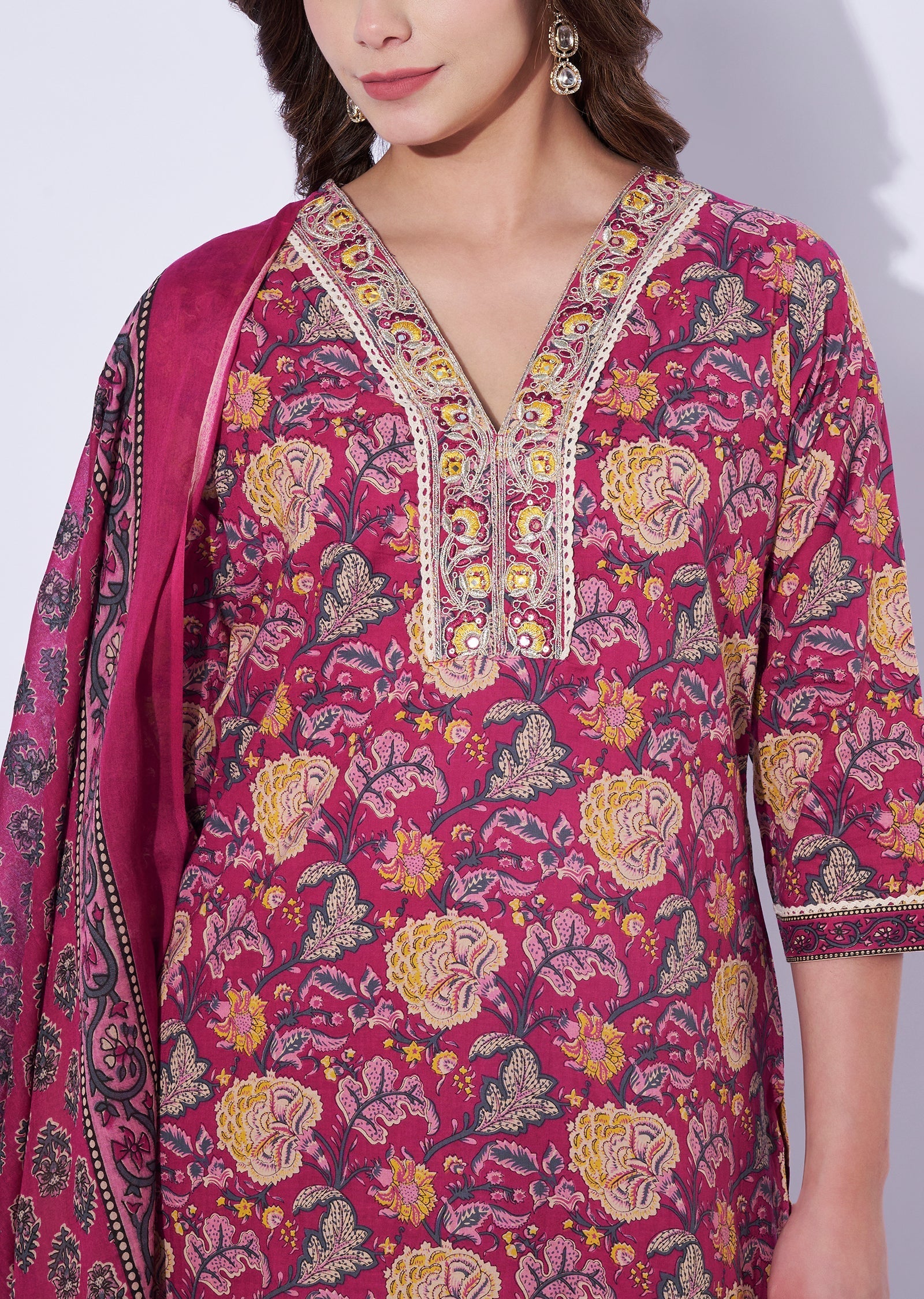 Wine Cotton Straight Cut Suit