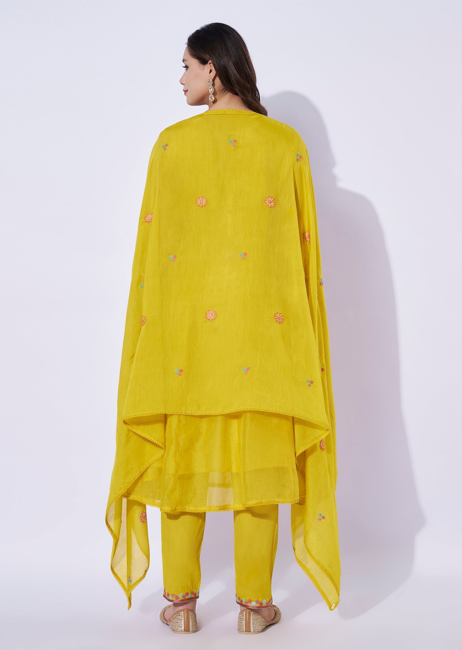 Yellow Chanderi Anarkali Set