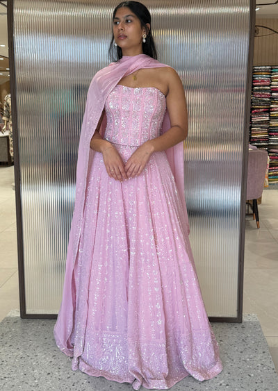 Light Pink Corset Lehenga