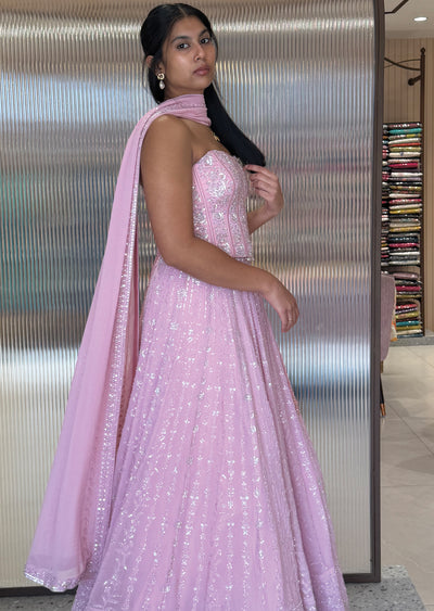 Light Pink Corset Lehenga