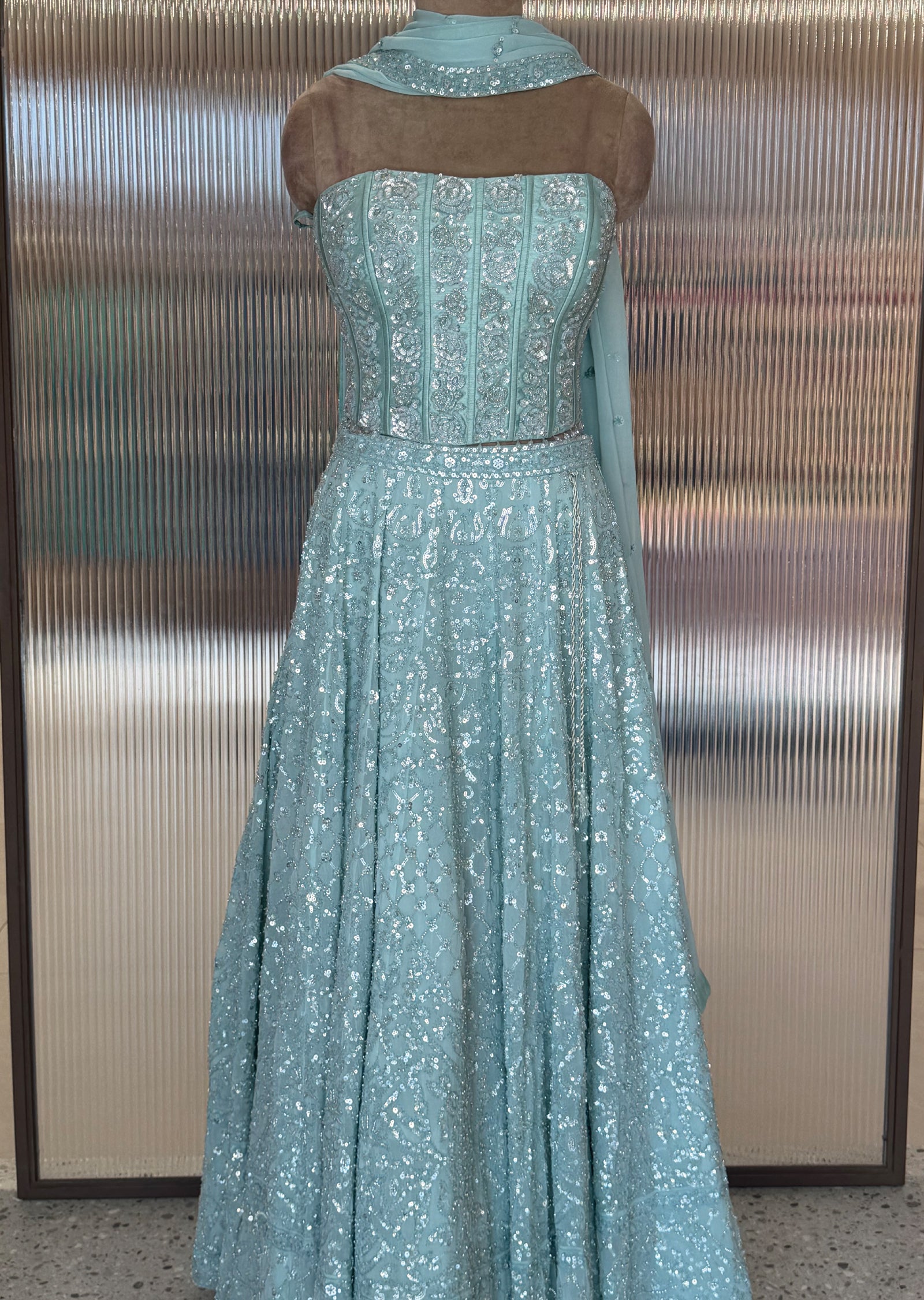 Sea Green Corset Lehenga