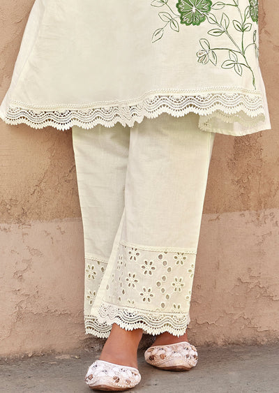 Cream Cotton Anarkali