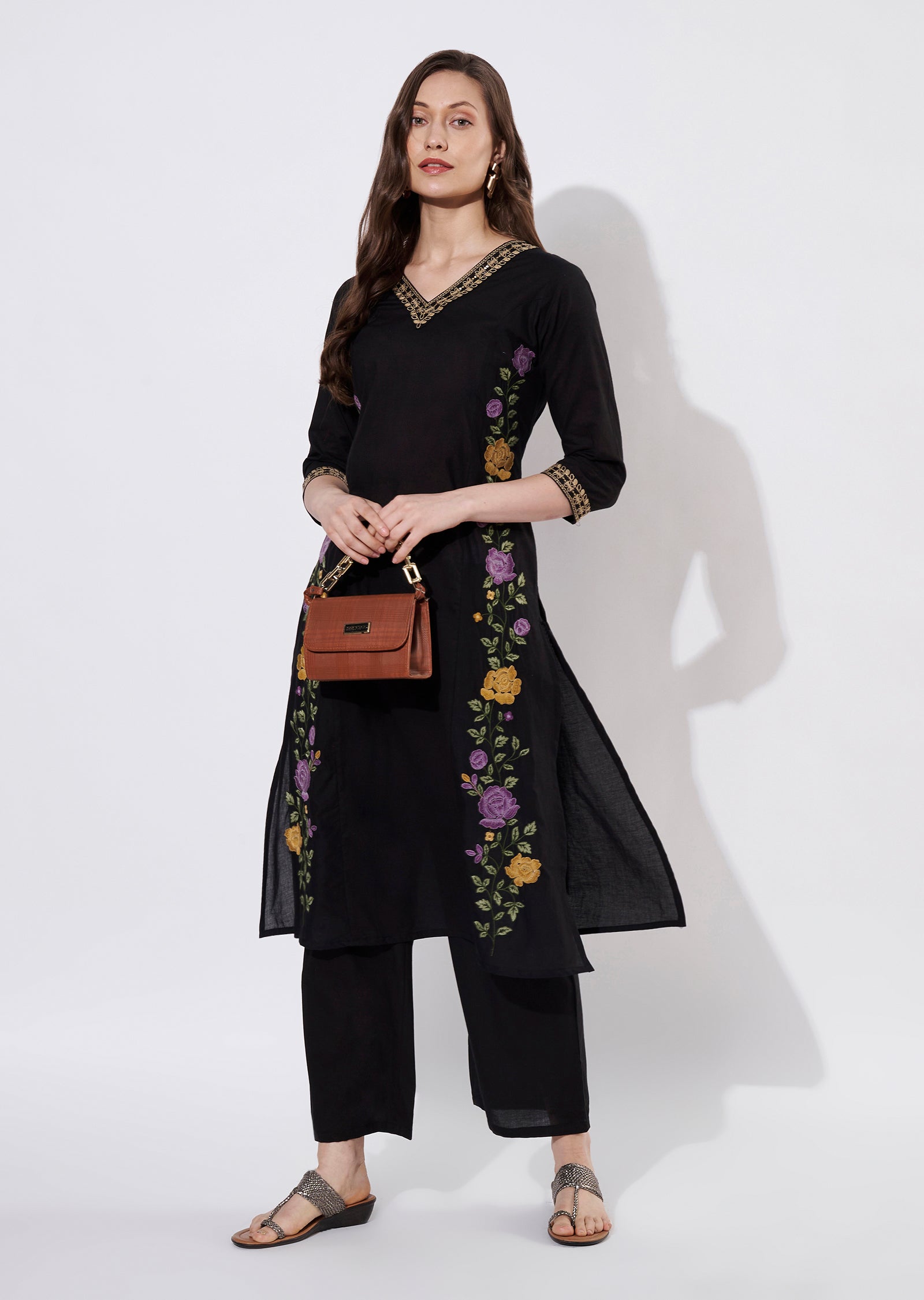 Black Cotton Straight cut set