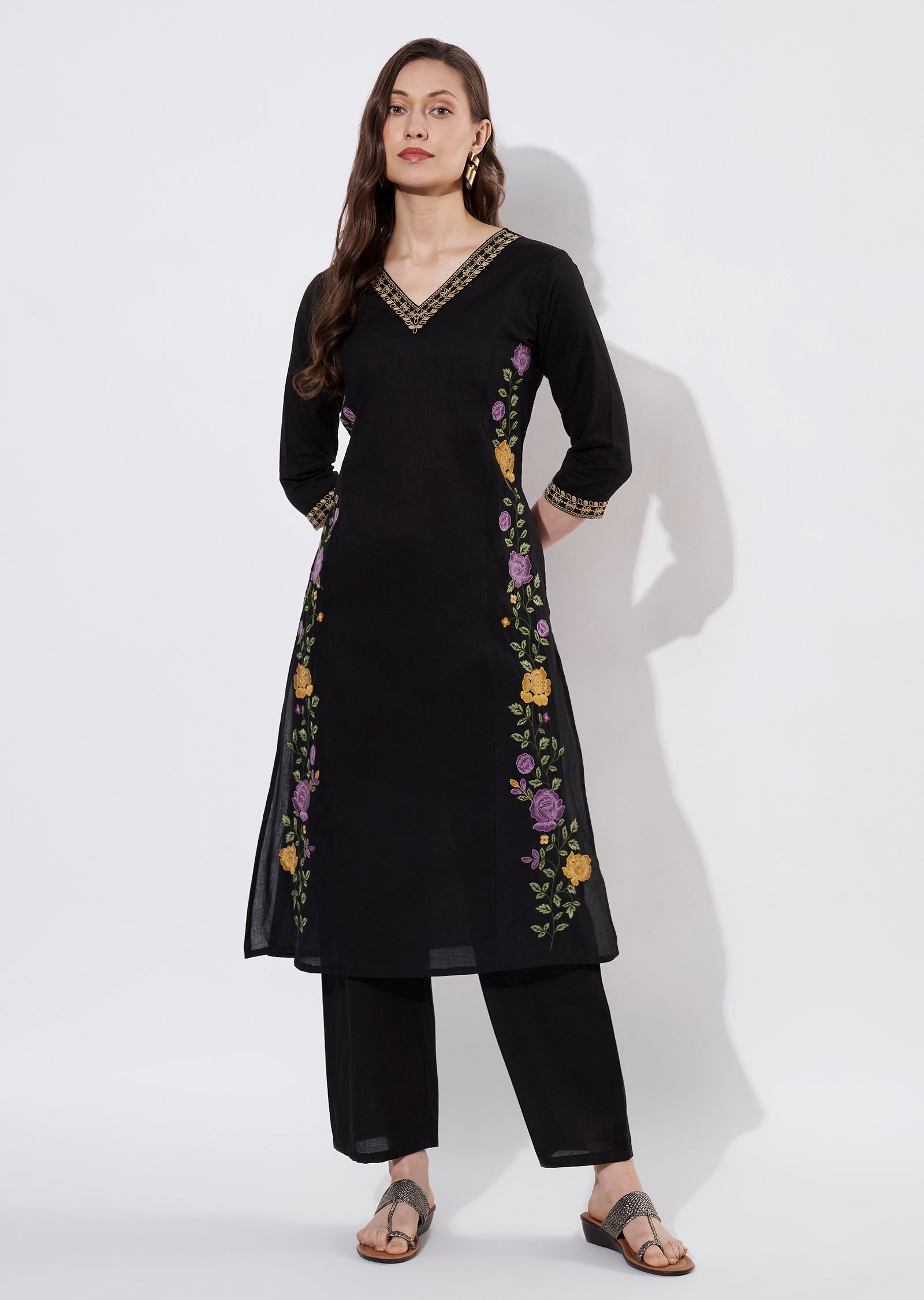 Black Cotton Straight cut set