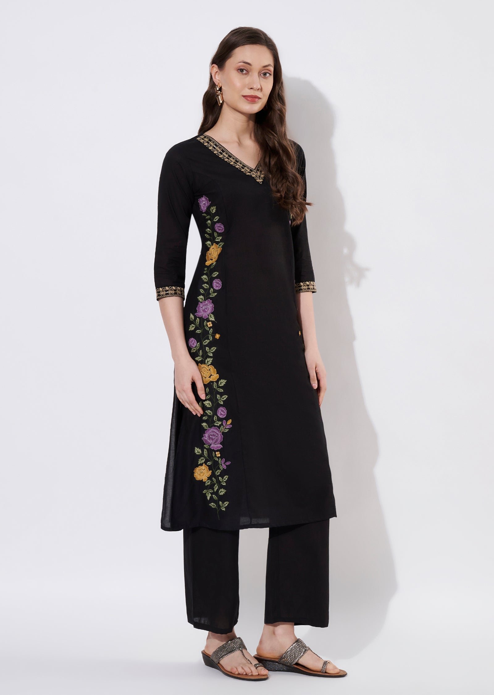 Black Cotton Straight cut set