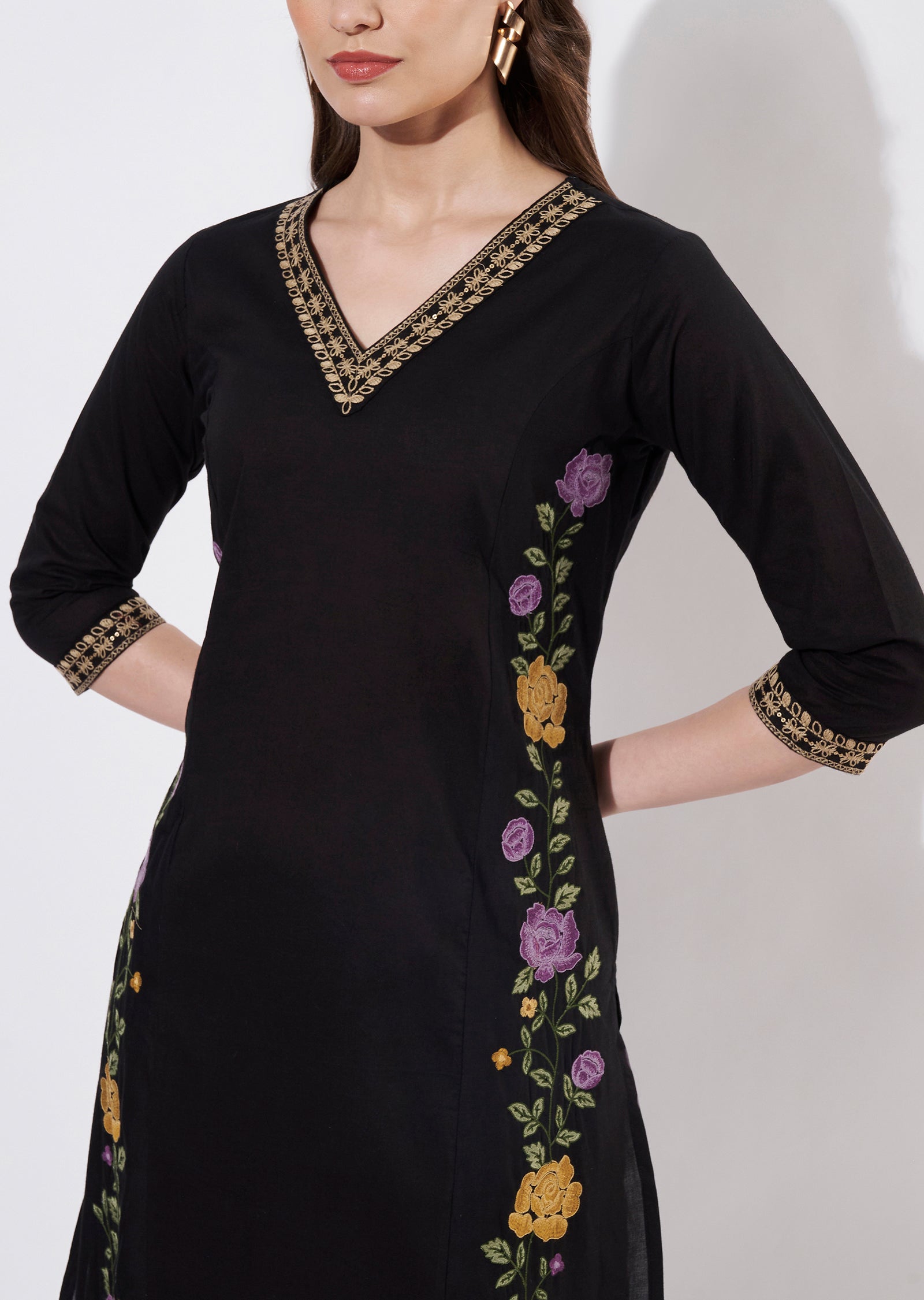 Black Cotton Straight cut set