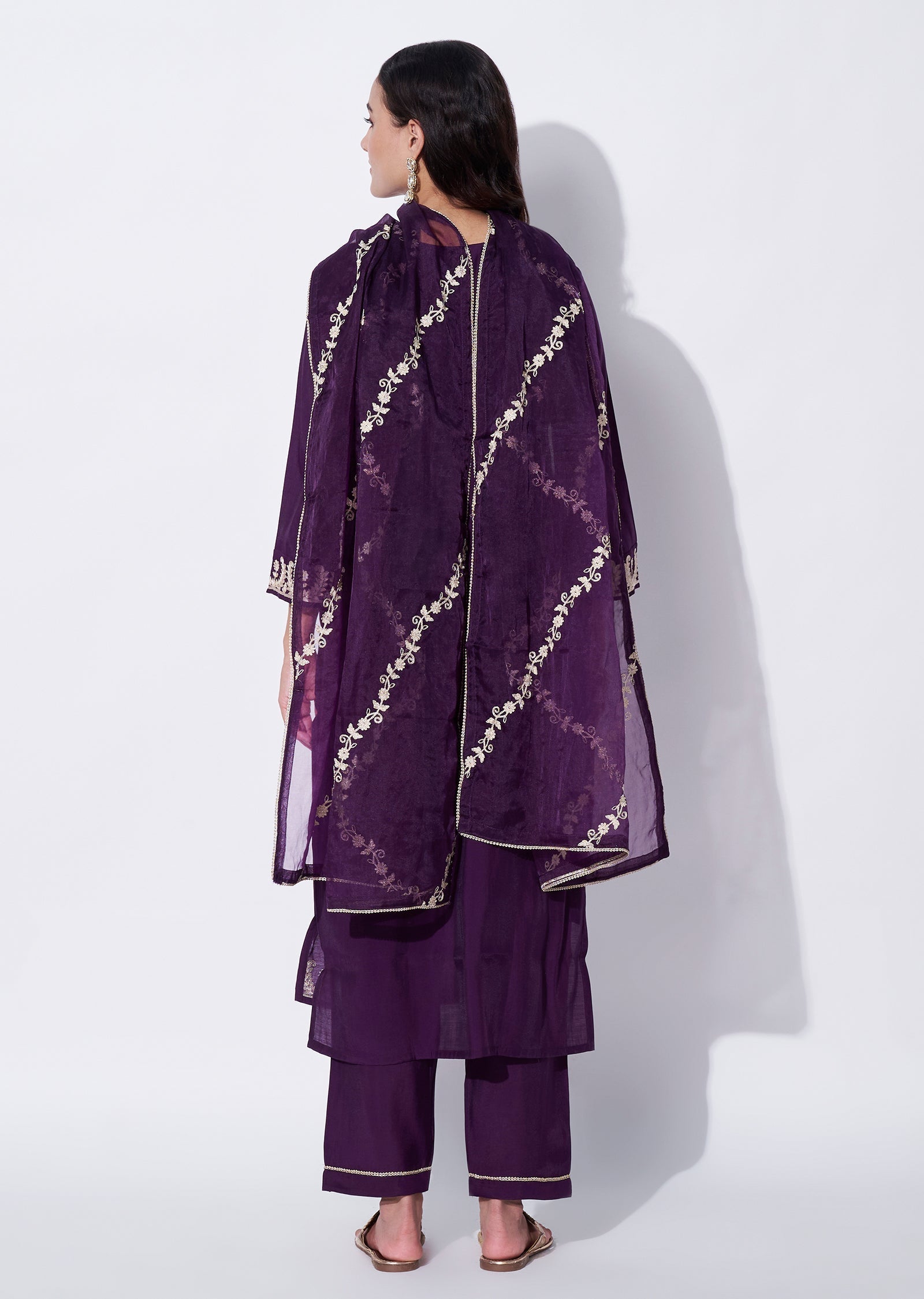 Purple Silk Straight cut Suit